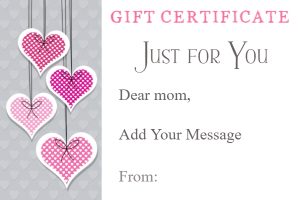 Elegant Hanging Hearts Mother’s Day Gift Certificate Template