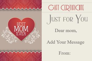 Elegant "Best Mom Ever" Heart Mother's Day Gift Certificate Template