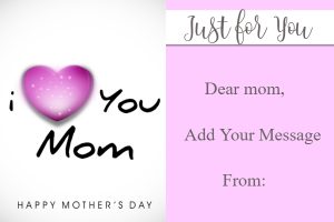 Sparkling Heart "I Love You Mom" Mother's Day Gift Certificate Template