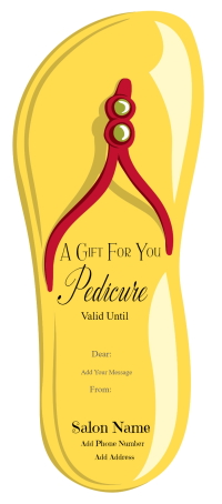 Vibrant Yellow Flip-Flop Pedicure Gift Certificate Template