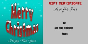 Snowy Letters Christmas Gift Certificate