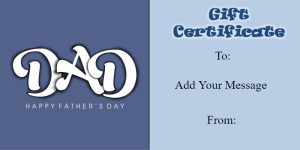 Stylish Dad’s Day Gift Certificate