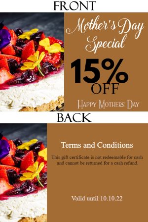 Mother's Day Dessert Special Offer Gift Certificate