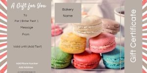 Colorful Macarons Bakery Gift Certificate