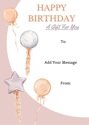 Elegant Balloon-Themed Birthday Gift Certificate Template