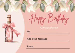 Elegant Champagne-Themed Birthday Gift Certificate Template