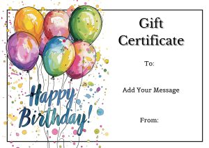 Colorful Balloon-Themed Birthday Gift Certificate Template