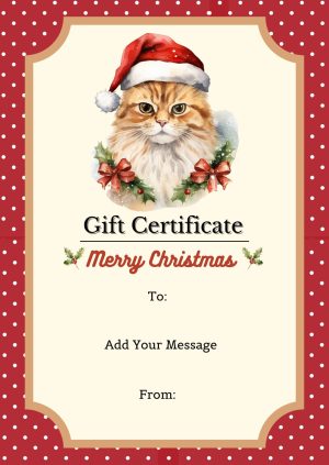 Cute Christmas Cat Gift Certificate Template