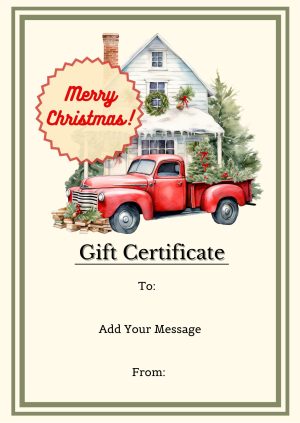 Vintage Red Truck Christmas Gift Certificate Template