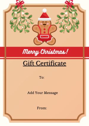 Gingerbread Man Merry Christmas Gift Certificate Template