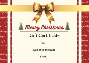 Elegant Gold Bow Christmas Gift Certificate Template