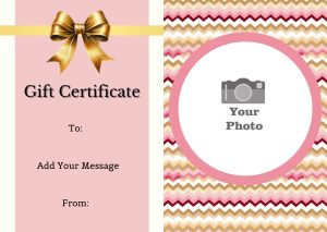 Stylish Chevron Gift Certificate with Your Photo