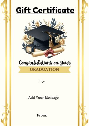 Elegant Graduation Gift Certificate with Classic Graduation Cap Design