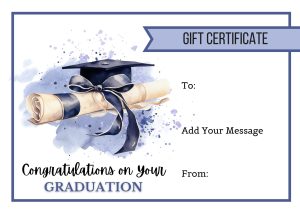 Elegant Blue Graduation Gift Certificate with Cap and Diploma