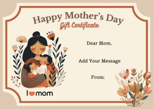 Adorable Mother's Day Gift Certificate with Family Illustration