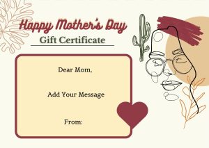 Mother's Day Gift Certificate with Minimalist Line Art