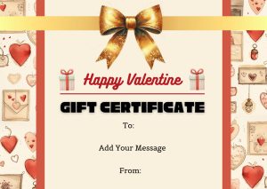 Golden Bow Valentine Gift Certificate